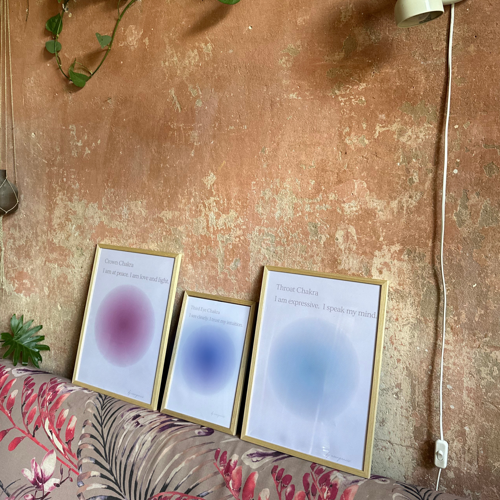 Affirmationsposter für die sieben Chakren