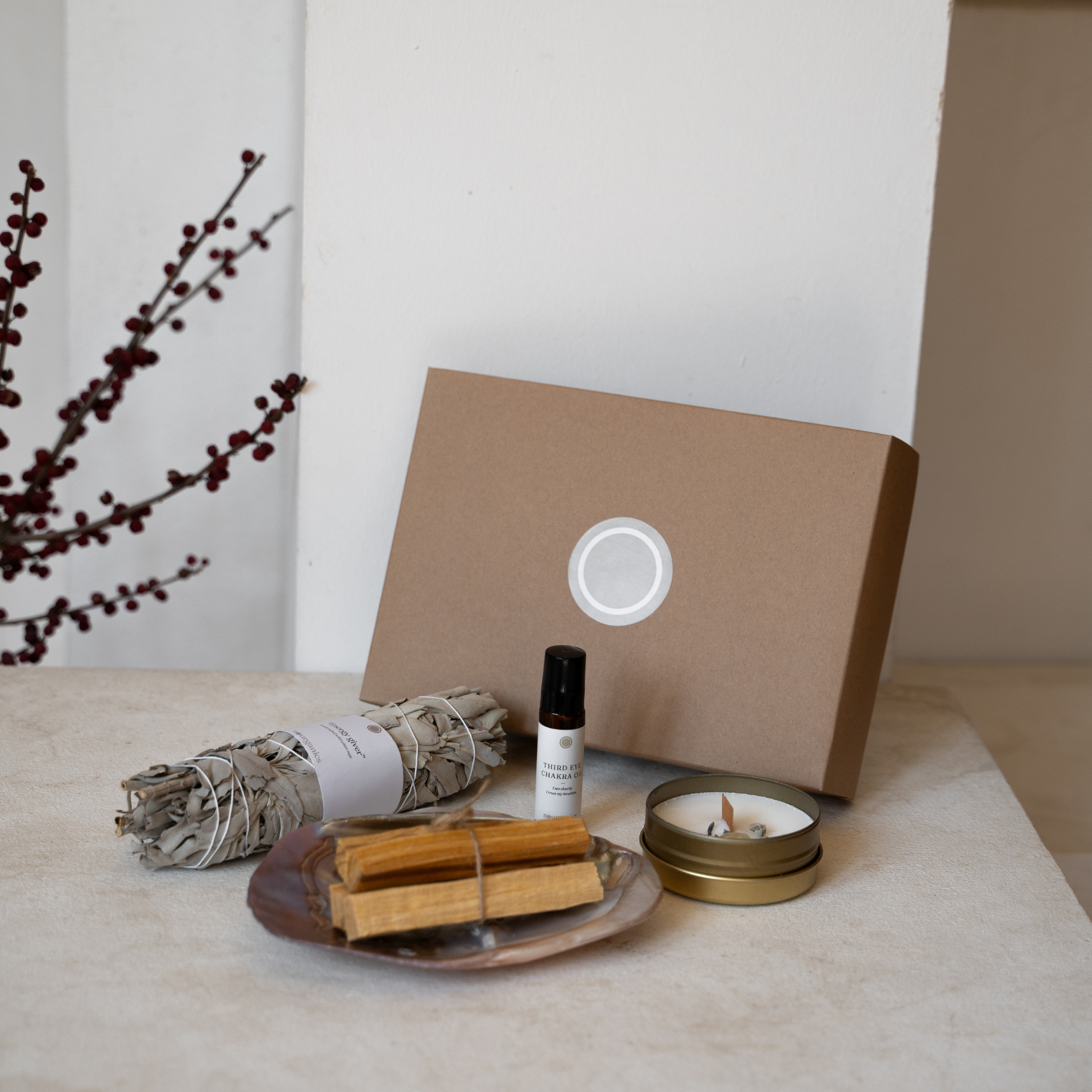 Chakra Ritual Set_Chakrensystem_Räuchern_Salbei_Palo Santo_Perlmuttmuschel_Solar Plexus Chakra