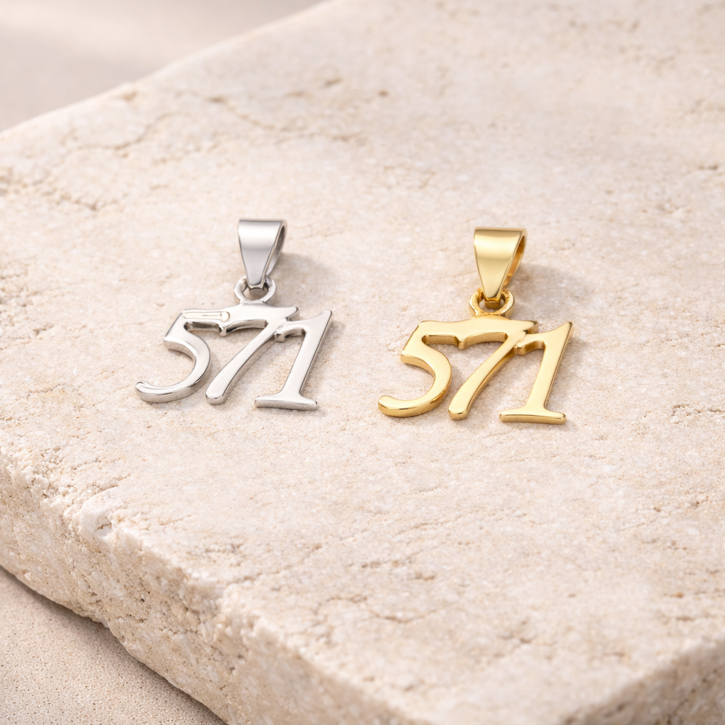 Anhänger „571“ aus 925 Sterling Silber / Gold (vergoldet)